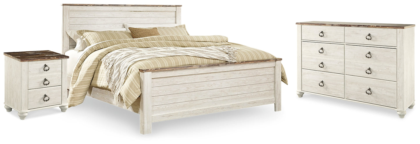Willowton  Panel Bed With Dresser And Nightstand