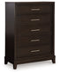 Neymorton  Upholstered Panel Bed With Mirrored Dresser, Chest And 2 Nightstands