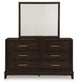 Neymorton  Upholstered Panel Bed With Mirrored Dresser