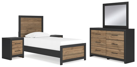 Vertani  Panel Bed With Mirrored Dresser And 2 Nightstands