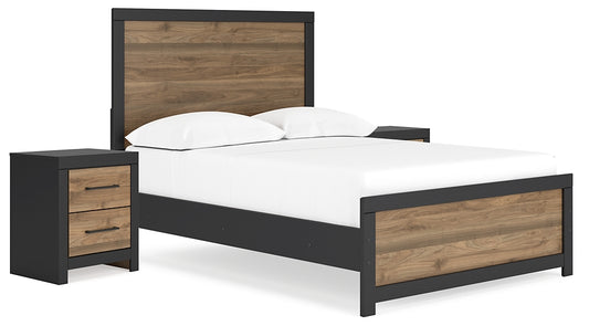 Vertani  Panel Bed With 2 Nightstands