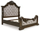Maylee  Upholstered Bed With Mirrored Dresser, Chest And 2 Nightstands