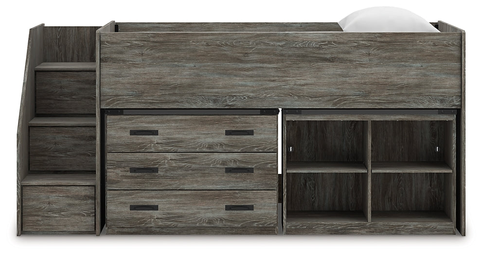 Frandern  Loft  Bed With Bookcase And Drawer Storage