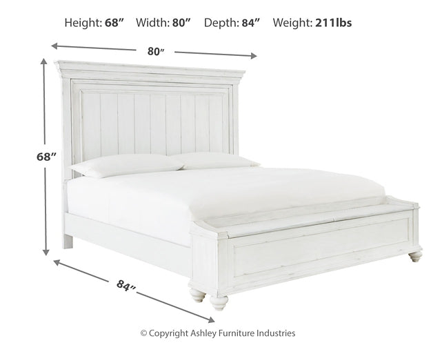 Kanwyn  Panel Bed With Storage With Mirrored Dresser
