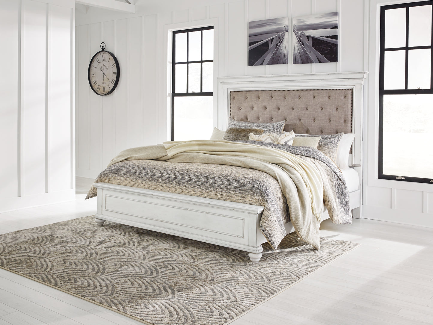 Kanwyn  Panel Bed With Mirrored Dresser