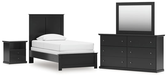 Panel Bed With Mirrored Dresser And Nightstand