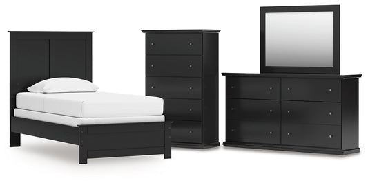 Panel Bed With Mirrored Dresser And Chest