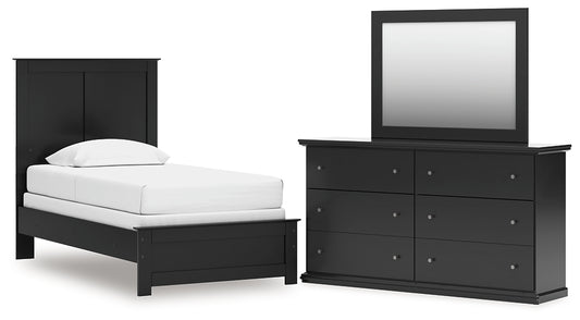 Panel Bed With Mirrored Dresser