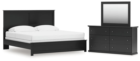 Panel Bed With Mirrored Dresser