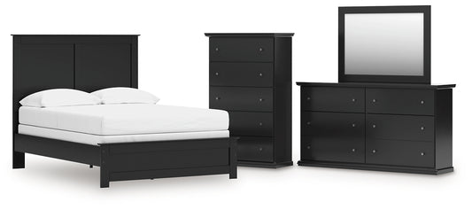 Panel Bed With Mirrored Dresser And Chest