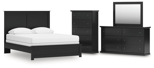 Panel Bed With Mirrored Dresser And Chest