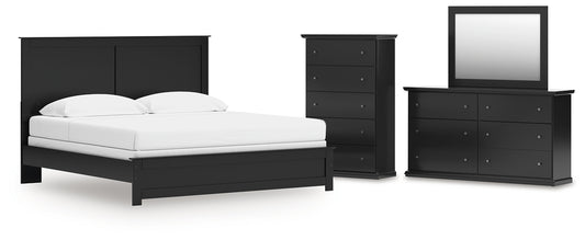Panel Bed With Mirrored Dresser And Chest