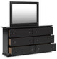 Panel Bed With Mirrored Dresser