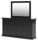 Panel Bed With Mirrored Dresser