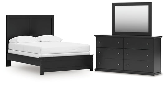 Panel Bed With Mirrored Dresser