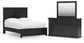 Panel Bed With Mirrored Dresser