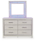 Zyniden  Upholstered Panel Headboard With Mirrored Dresser And Chest