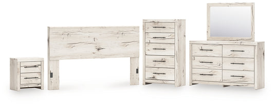 Panel Headboard With Mirrored Dresser, Chest And Nightstand