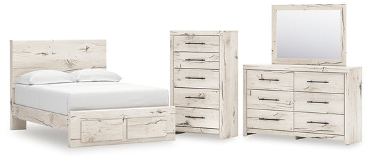 Panel Storage Bed With Mirrored Dresser And Chest