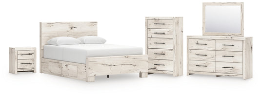 Panel Bed With Mirrored Dresser, Chest And Nightstand