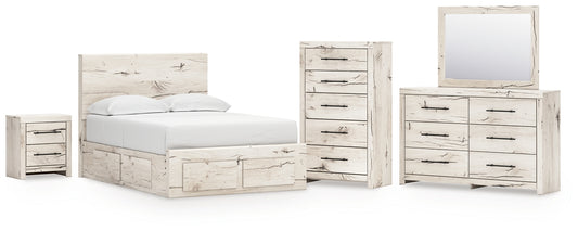 Panel Storage Bed With Mirrored Dresser, Chest And Nightstand