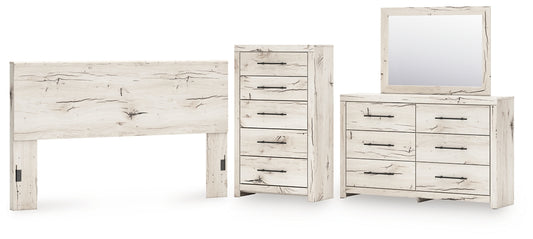 Panel Headboard With Mirrored Dresser And Chest