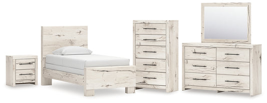 Panel Bed With Mirrored Dresser, Chest And Nightstand