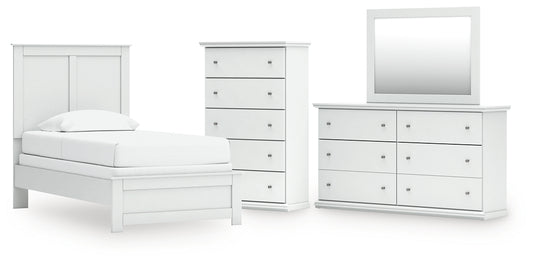 Bostwick Shoals  Panel Bed With Mirrored Dresser And Chest