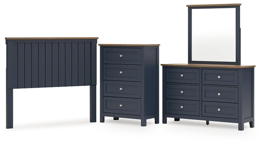 Landocken  Panel Headboard With Mirrored Dresser And Chest