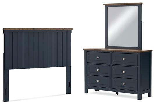 Landocken  Panel Headboard With Mirrored Dresser