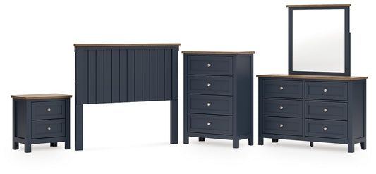 Landocken  Panel Headboard With Mirrored Dresser, Chest And Nightstand