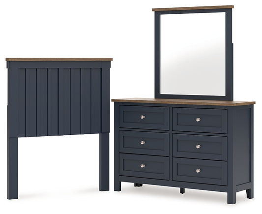 Landocken  Panel Headboard With Mirrored Dresser