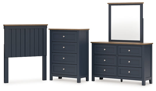 Landocken  Panel Headboard With Mirrored Dresser And Chest