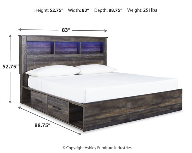 Drystan  Bookcase Bed With 4 Storage Drawers With Mirrored Dresser And Chest