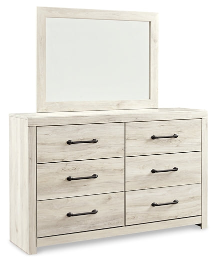 Cambeck  Panel Bed With 4 Storage Drawers With Mirrored Dresser