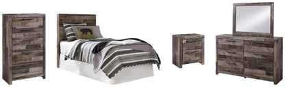 Derekson  Panel Headboard Bed With Mirrored Dresser, Chest And Nightstand