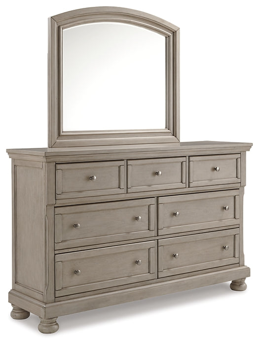 Lettner  Panel Bed With Mirrored Dresser