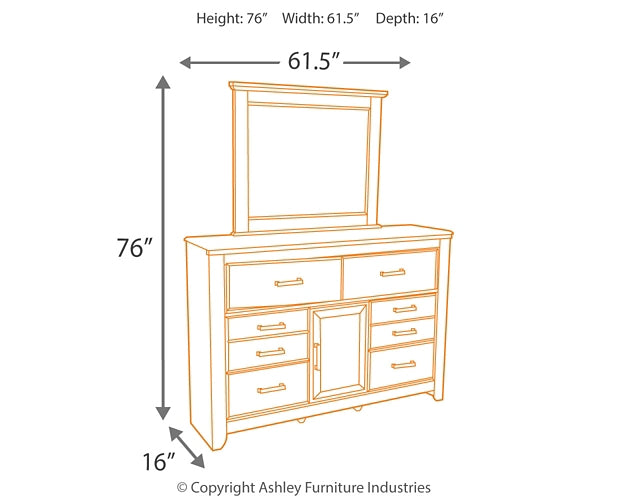 Juararo  Panel Bed With Mirrored Dresser And Chest