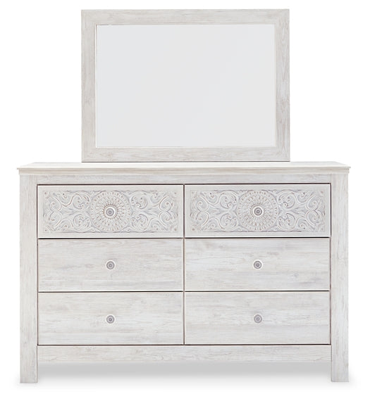 Paxberry  Panel Bed With Mirrored Dresser And Chest