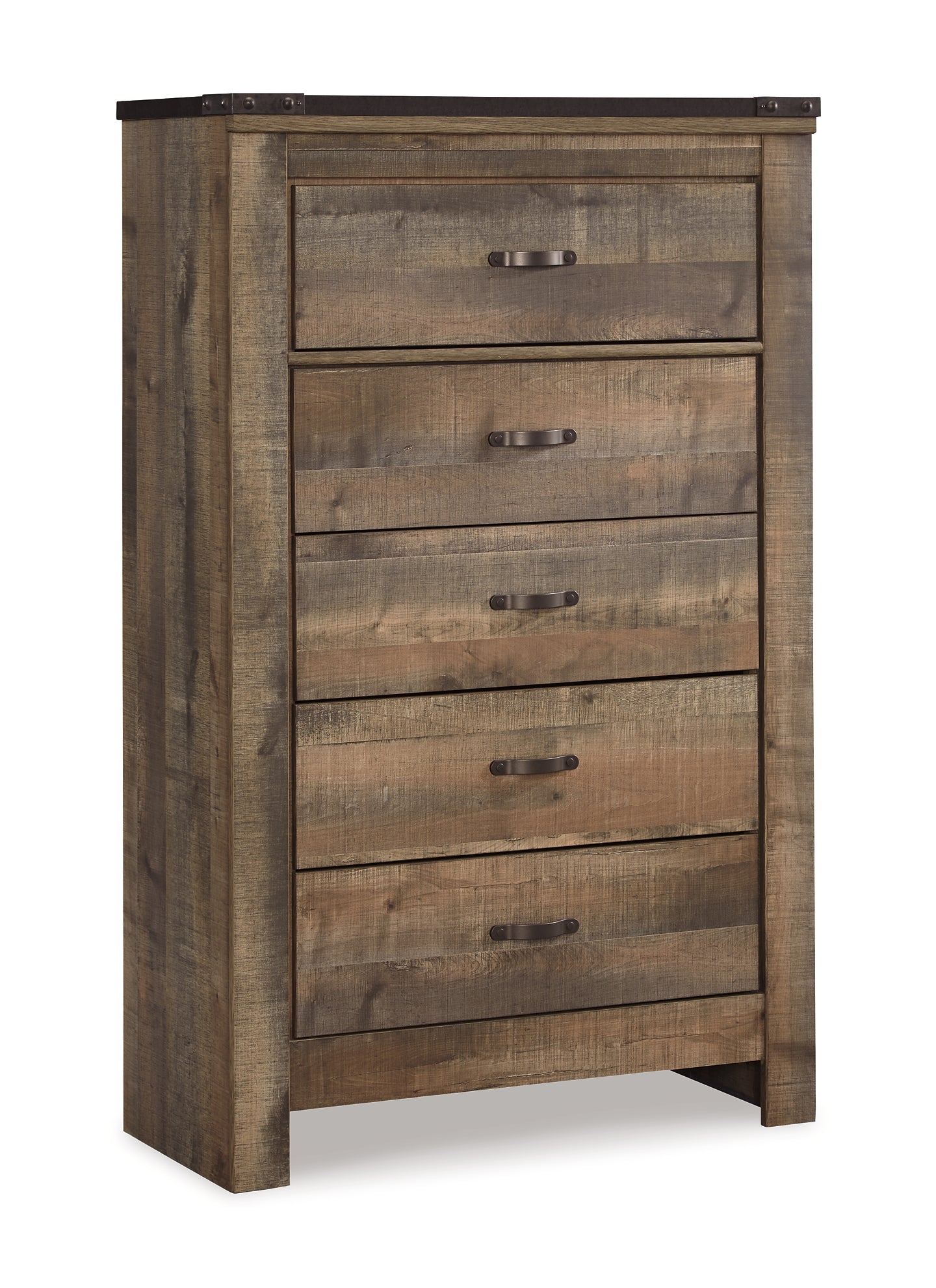 Trinell  Panel Headboard With Mirrored Dresser And Chest