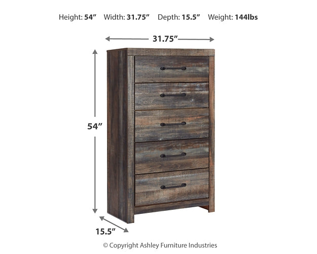 Drystan  Panel Headboard With Mirrored Dresser And Chest