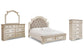 Realyn California  Upholstered Bed With Mirrored Dresser And Chest