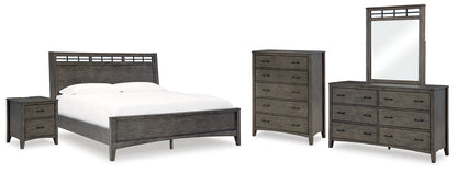 Montillan  Panel Bed With Mirrored Dresser, Chest And Nightstand