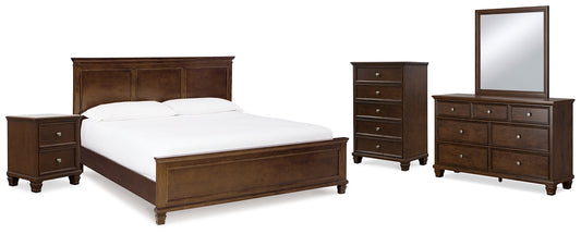 Danabrin  Panel Bed With Mirrored Dresser, Chest And Nightstand