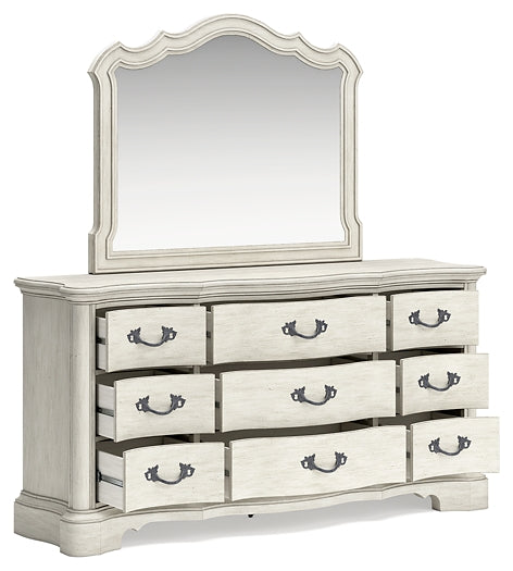 Arlendyne California  Upholstered Bed With Mirrored Dresser And Chest