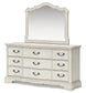 Arlendyne California  Upholstered Bed With Mirrored Dresser And Chest