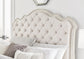 Arlendyne California  Upholstered Bed With Mirrored Dresser And Chest