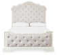 Arlendyne  Upholstered Bed With Mirrored Dresser, Chest And Nightstand