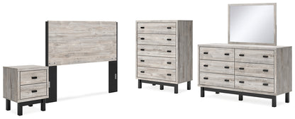 Vessalli  Panel Headboard With Mirrored Dresser, Chest And Nightstand