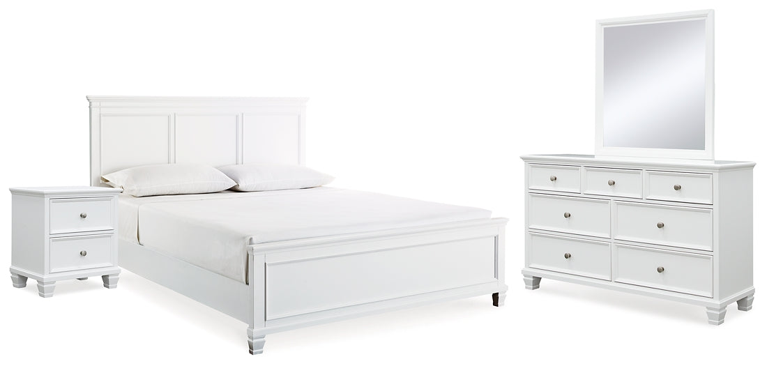 Fortman  Panel Bed With Mirrored Dresser And Nightstand